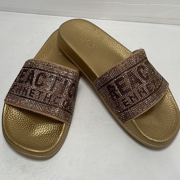 SPARKLY GOLD SLIDES - SLIP ONS Bling by Kenneth Cole Reaction Loungewear Shoes 6 - Picture 12 of 13